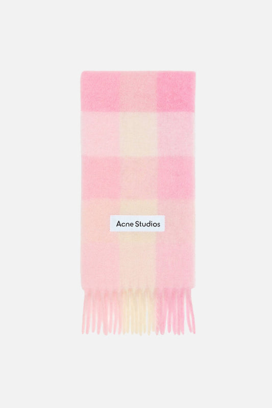Acne Studios Mohair checked scarf - Candy Pink/White/Pale Pink