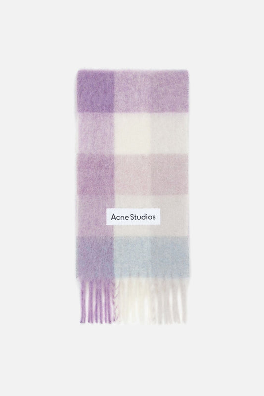Acne Studios Mohair checked scarf - Lilac/white