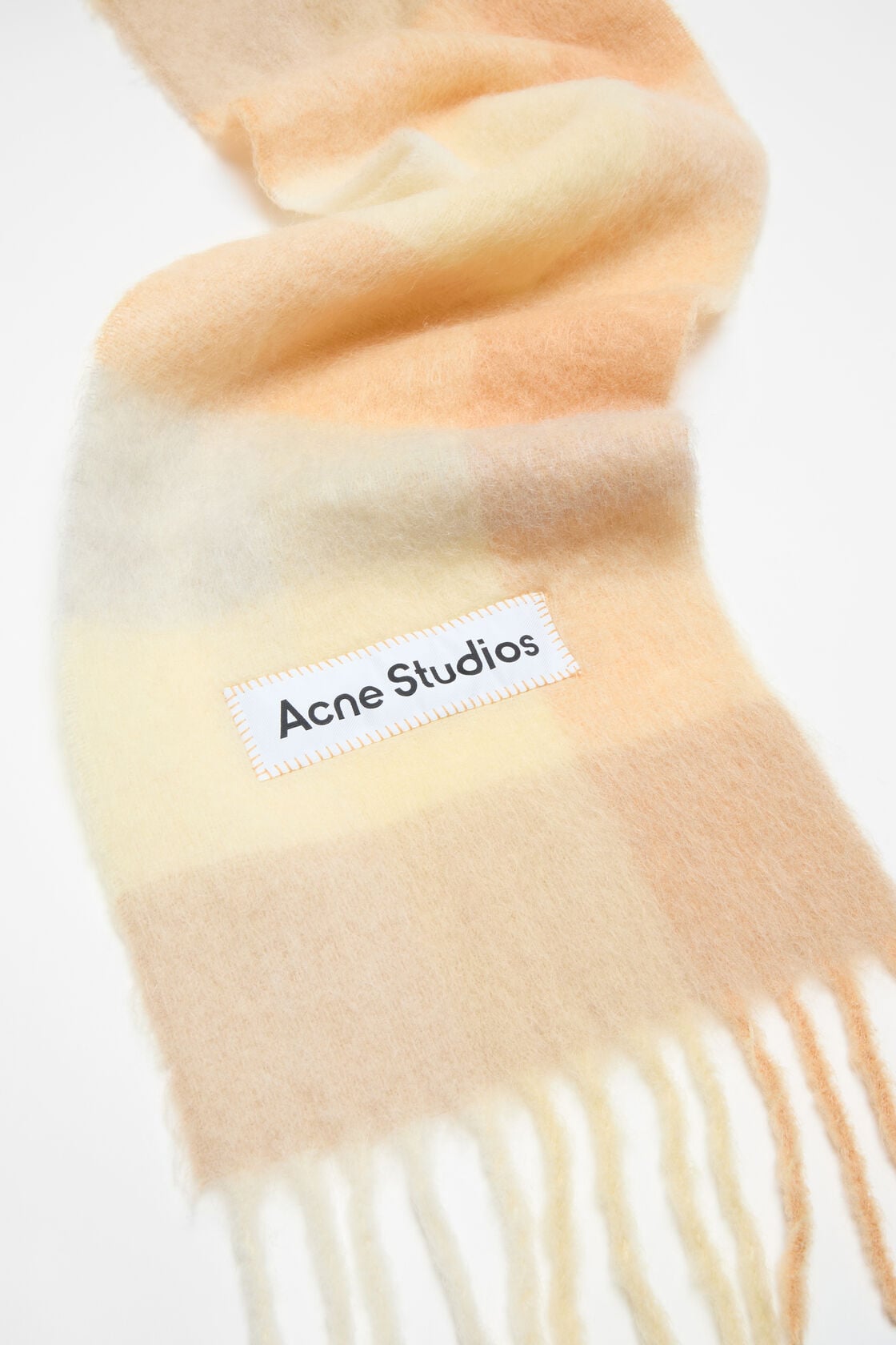 Acne Studios Mohair checked scarf - Peach/White/Beige
