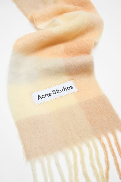 Acne Studios Mohair checked scarf - Peach/White/Beige