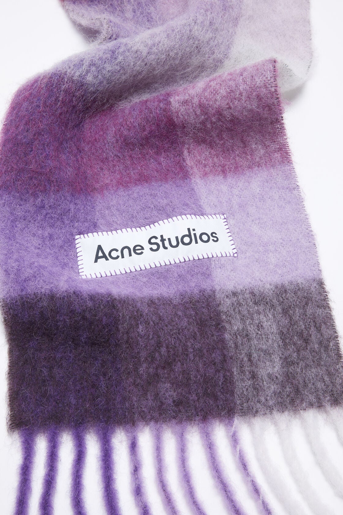 Acne Studios Mohair checked scarf - Purple/white