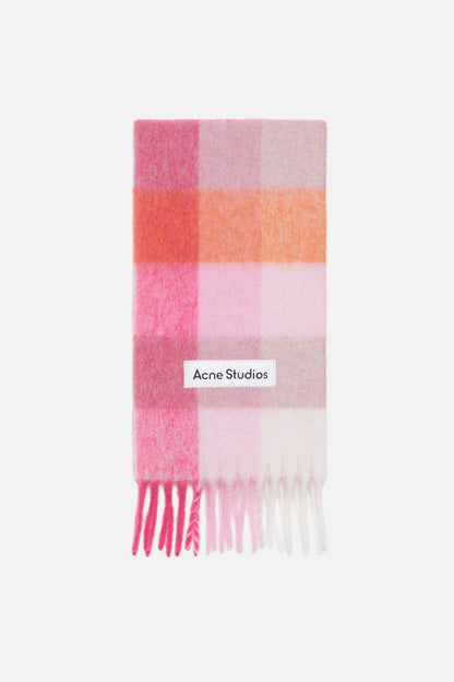 Acne Studios Mohair checked scarf - Pink/Fuchsia/White