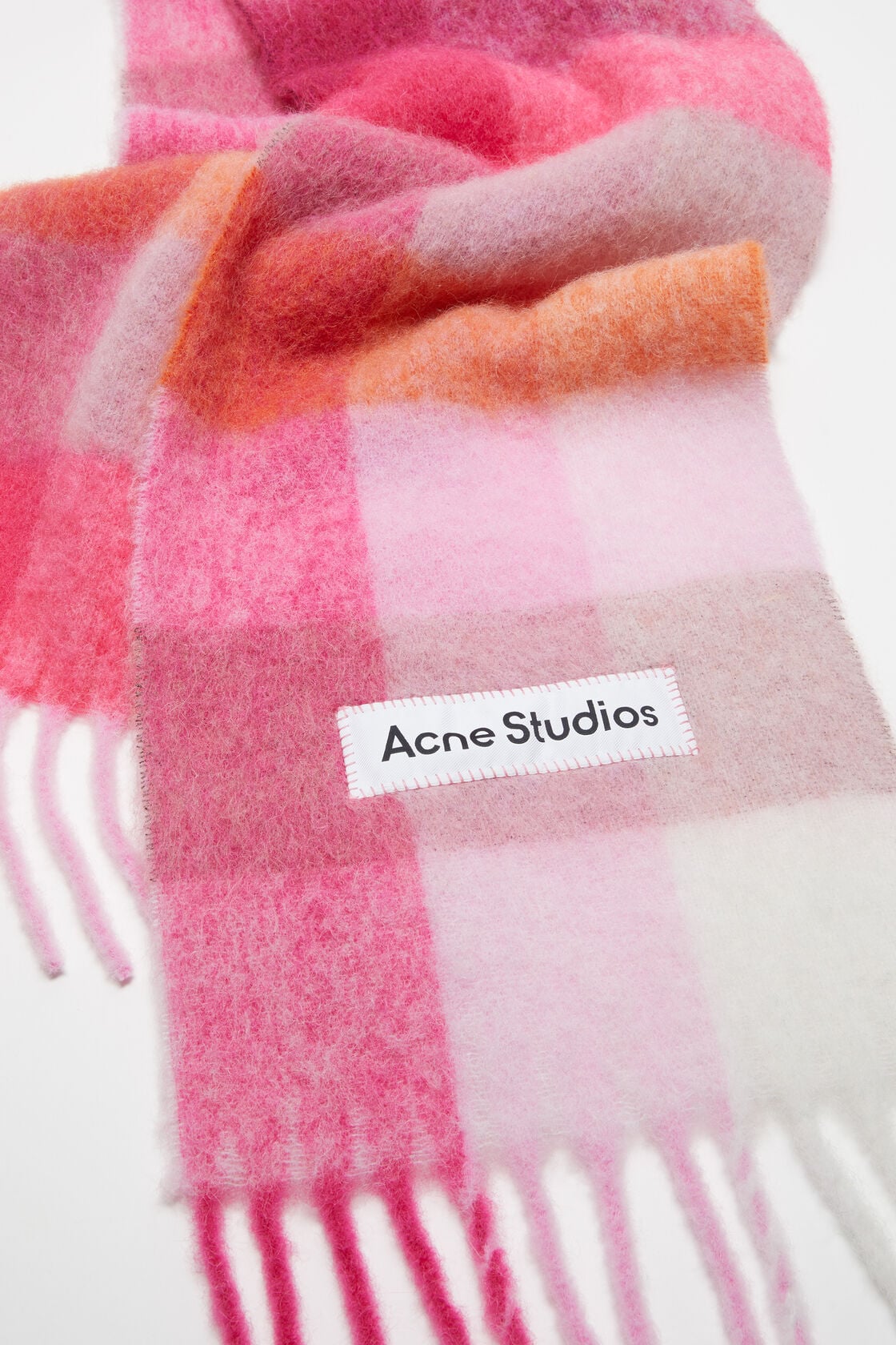 Acne Studios Mohair checked scarf - Pink/Fuchsia/White