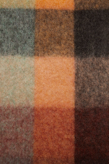 Acne Studios Mohair checked scarf - Chestnut brown/yellow/green