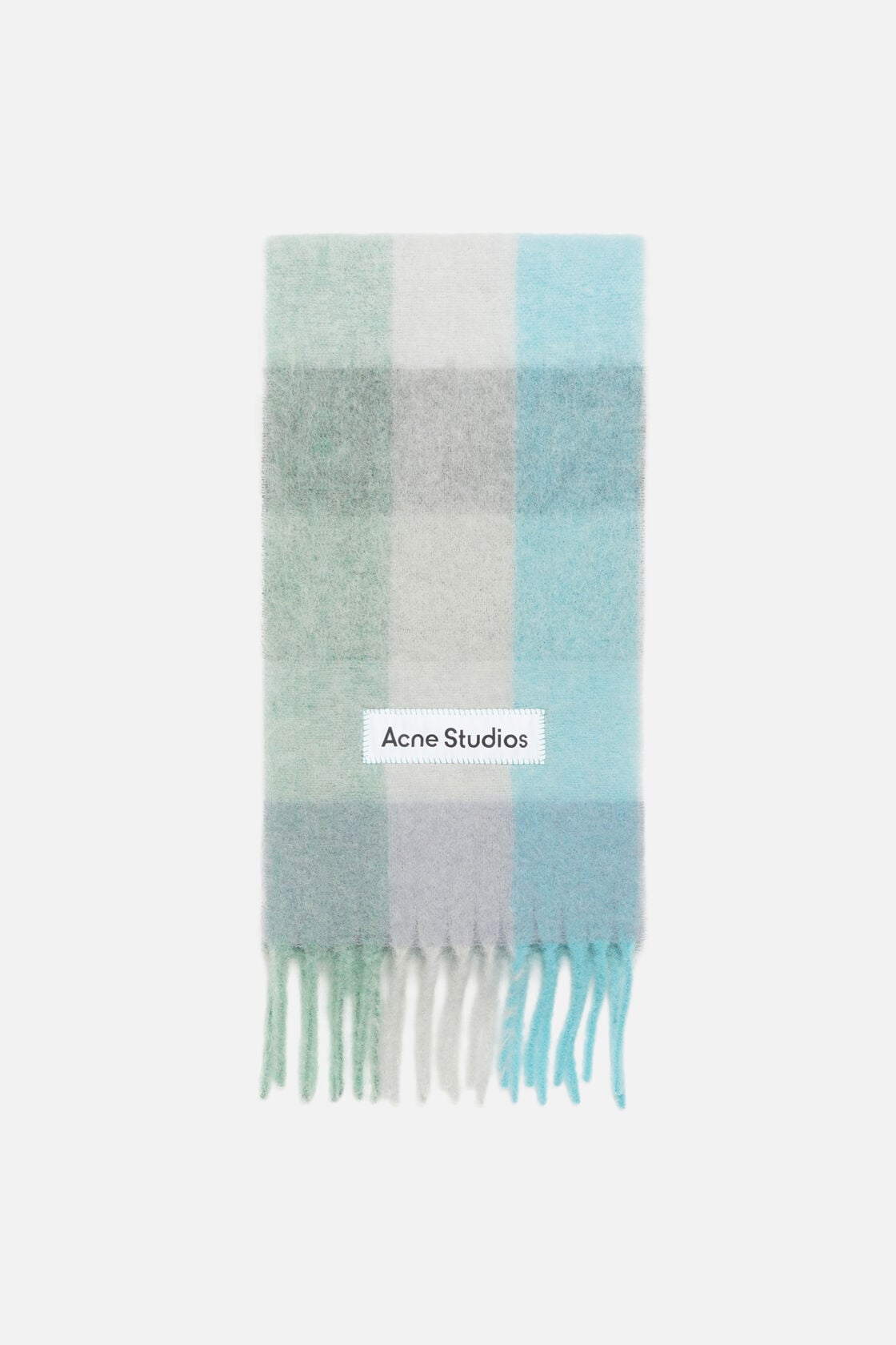 Acne Studios Mohair checked scarf - Turquoise/Grey/Mint Green
