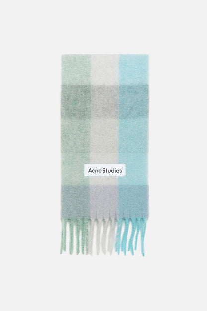 Acne Studios Mohair checked scarf - Turquoise/Grey/Mint Green