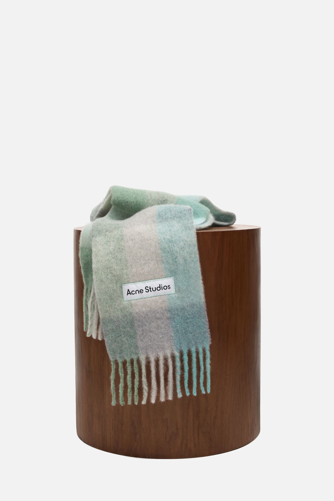 Acne Studios Mohair checked scarf - Turquoise/Grey/Mint Green