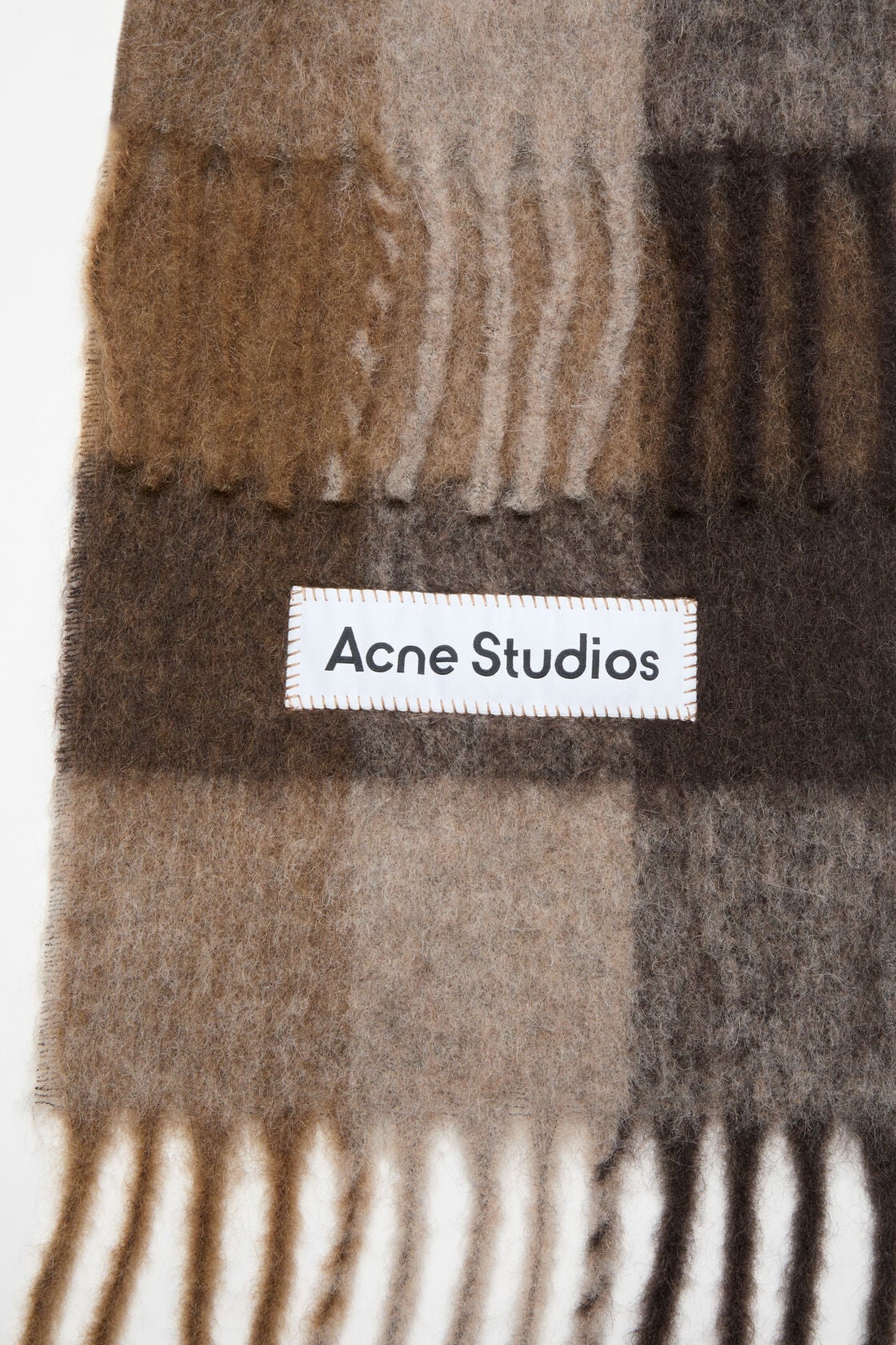 Acne Studios Check fringe scarf - Dark Brown/White/Brown