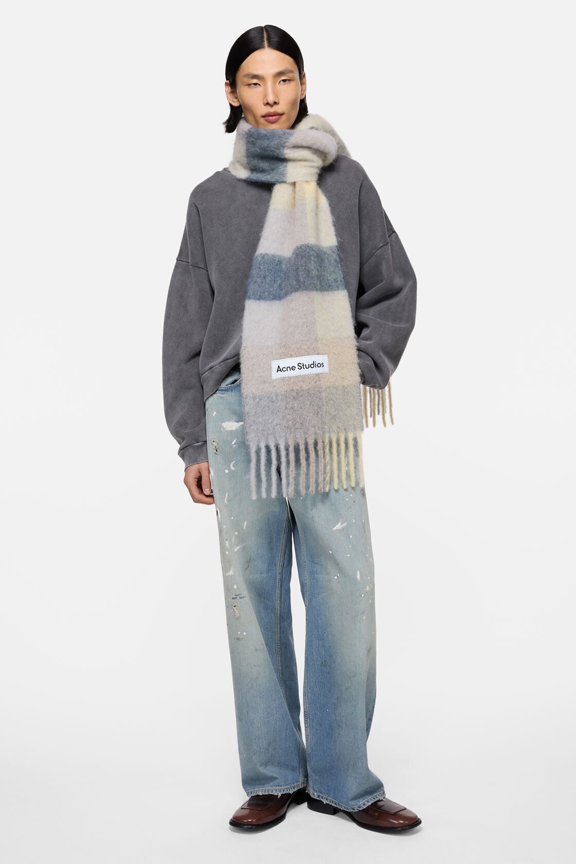 Acne Studios Mohair checked scarf - Vanilla/beige/lavender