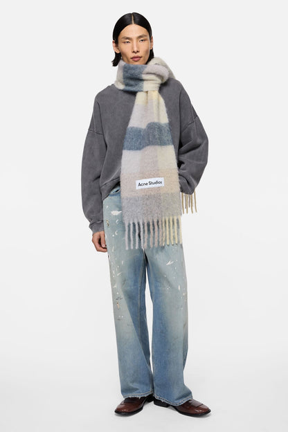 Acne Studios Mohair checked scarf - Vanilla/beige/lavender