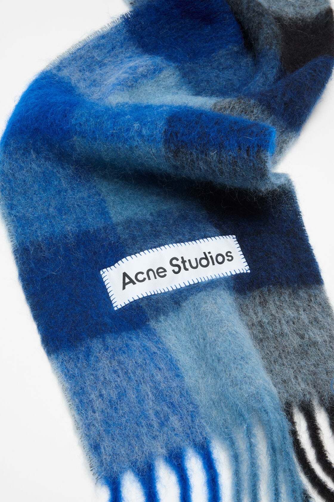 Acne Studios Mohair checked scarf - Dark Navy/Black/Blue