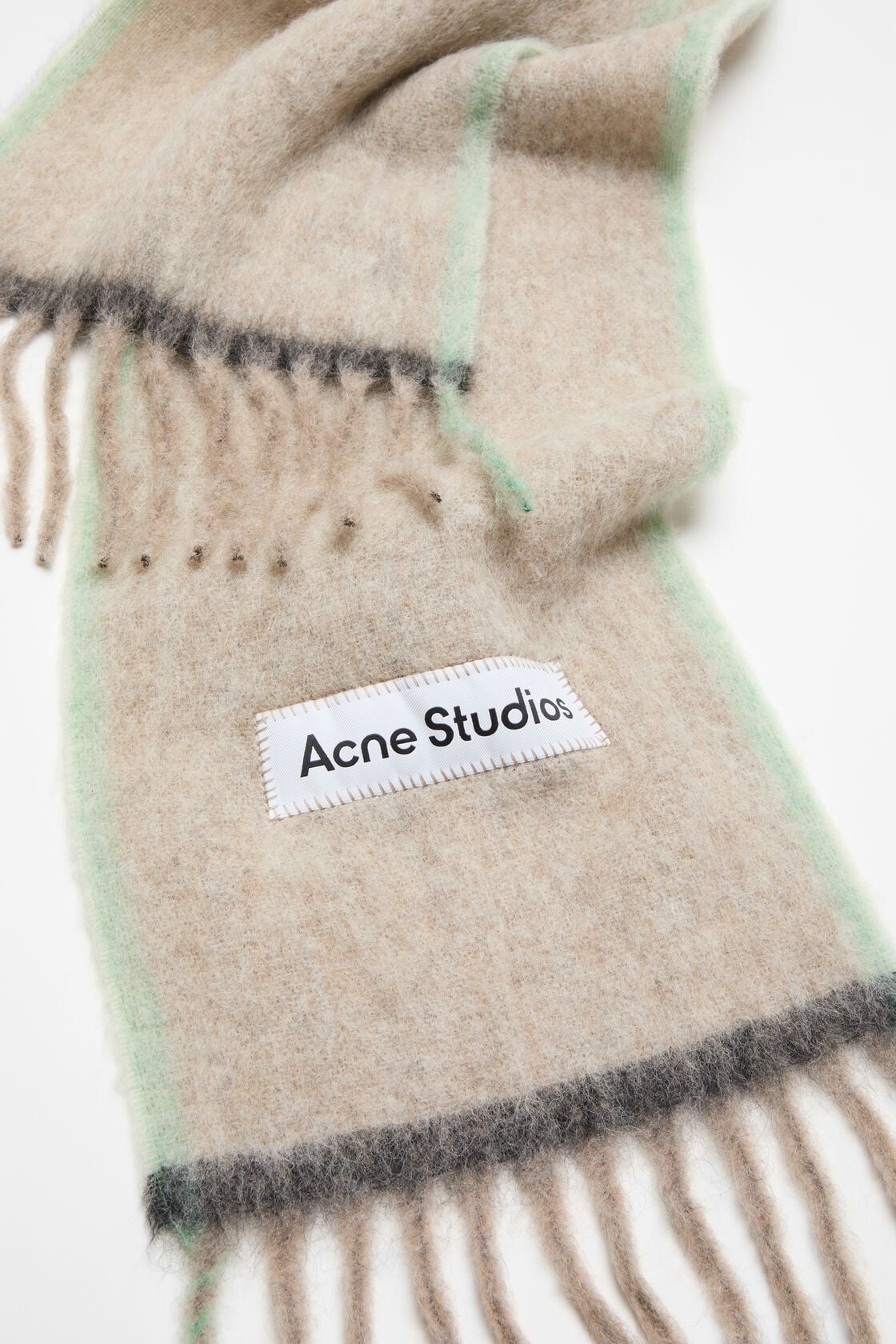 Acne Studios Wool mohair scarf - Narrow - Beige/grey