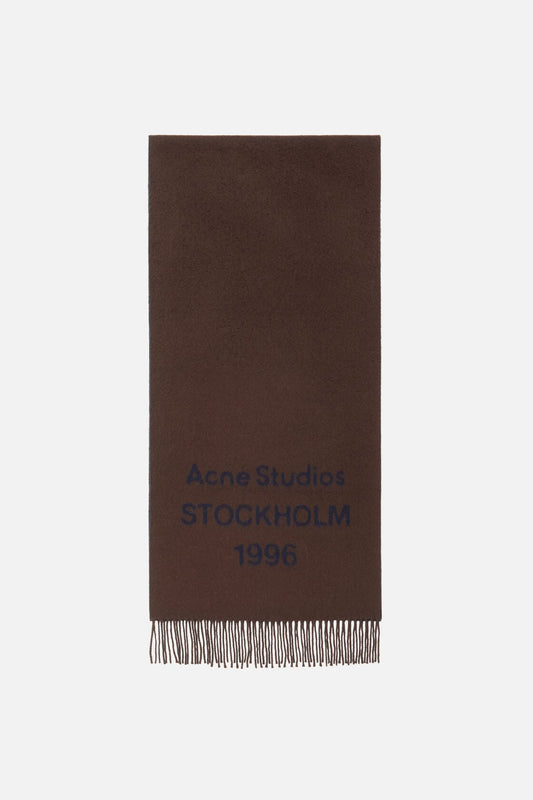 Acne Studios Wool logo scarf - Wide - Brown/blue