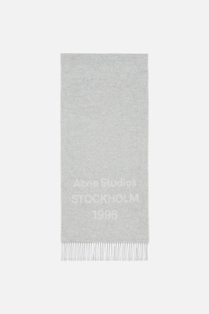 Acne Studios Logo scarf - Wide - Light Grey Melange / White