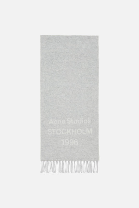 Acne Studios Logo scarf - Wide - Light Grey Melange / White