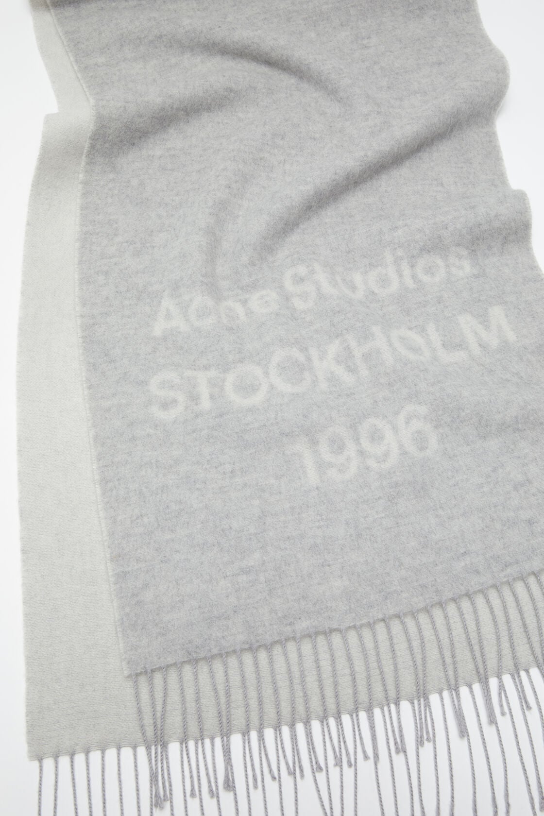 Acne Studios Logo scarf - Wide - Light Grey Melange / White