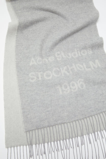 Acne Studios Logo scarf - Wide - Light Grey Melange / White