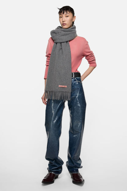 Acne Studios Fringe wool scarf - oversized - Grey Melange