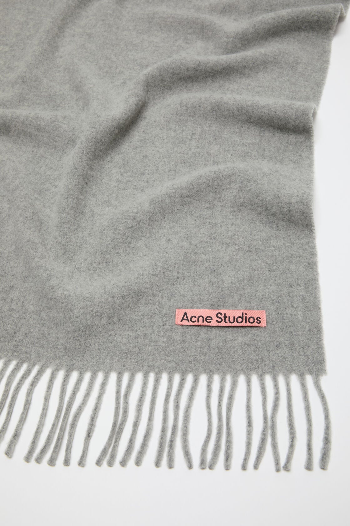 Acne Studios Fringe wool scarf - oversized - Light Grey Melange