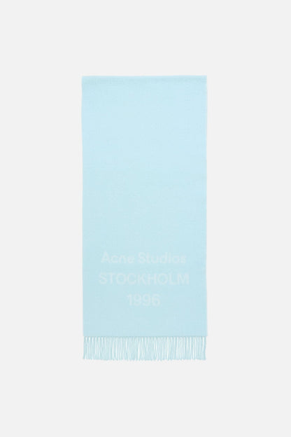 Acne Studios Wool logo scarf - Wide - Light blue/white