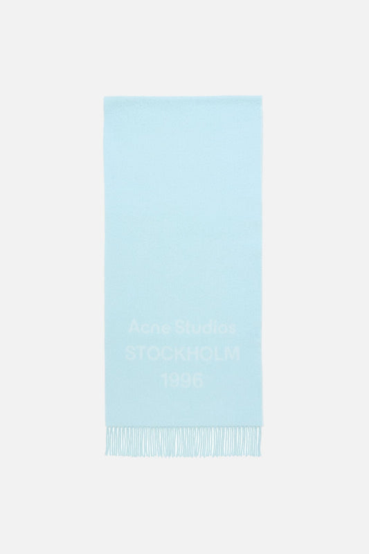 Acne Studios Wool logo scarf - Wide - Light blue/white