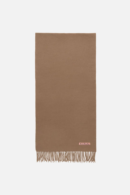 Acne Studios Fringe wool scarf – Narrow - Caramel brown