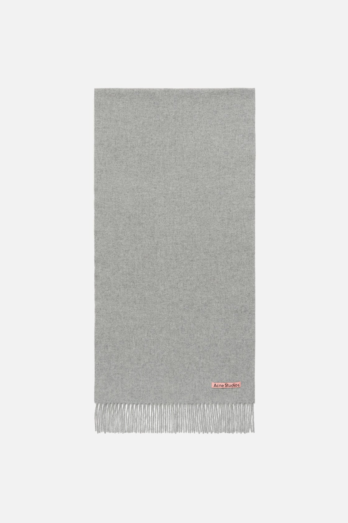 Acne Studios Fringe wool scarf - Narrow - Light Grey Melange