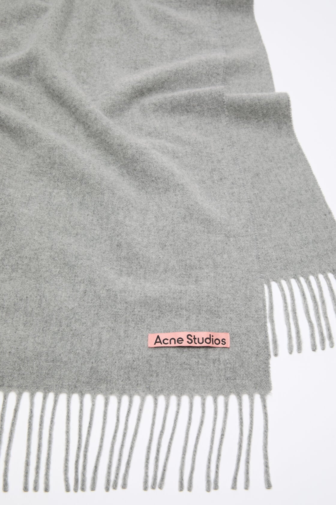 Acne Studios Fringe wool scarf - Narrow - Light Grey Melange