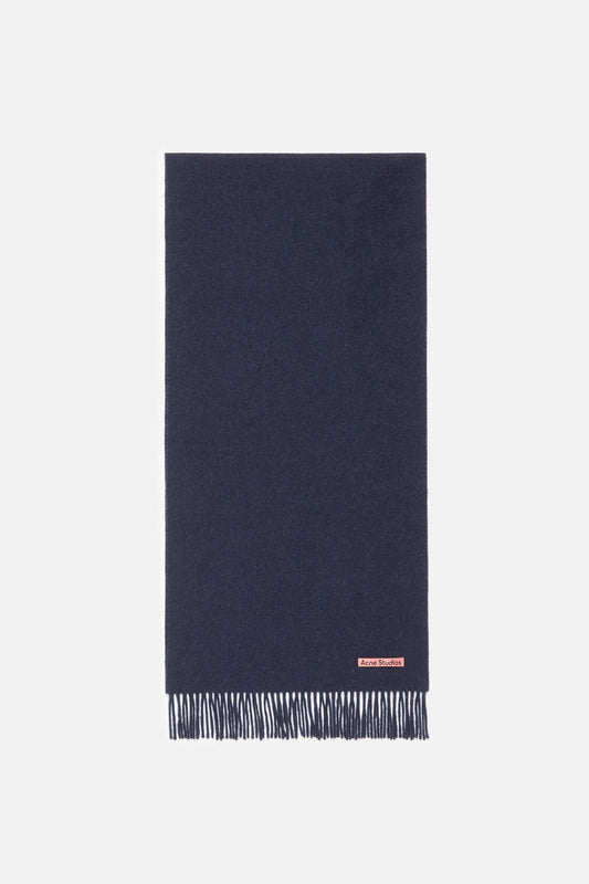 Acne Studios Fringe wool scarf – Narrow - Dark Navy Melange