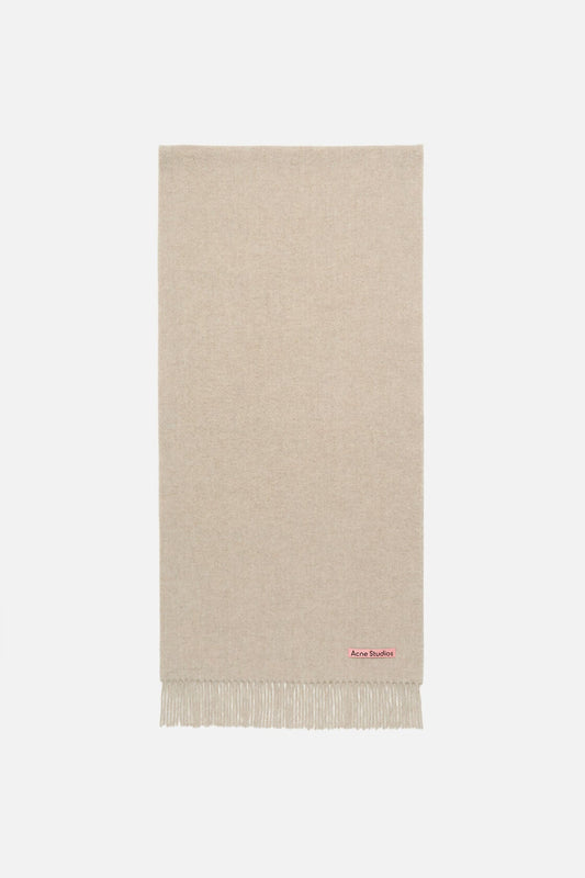 Acne Studios Fringe wool scarf – Narrow - Oatmeal melange