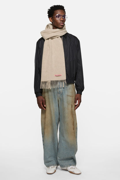 Acne Studios Fringe wool scarf – Narrow - Oatmeal melange