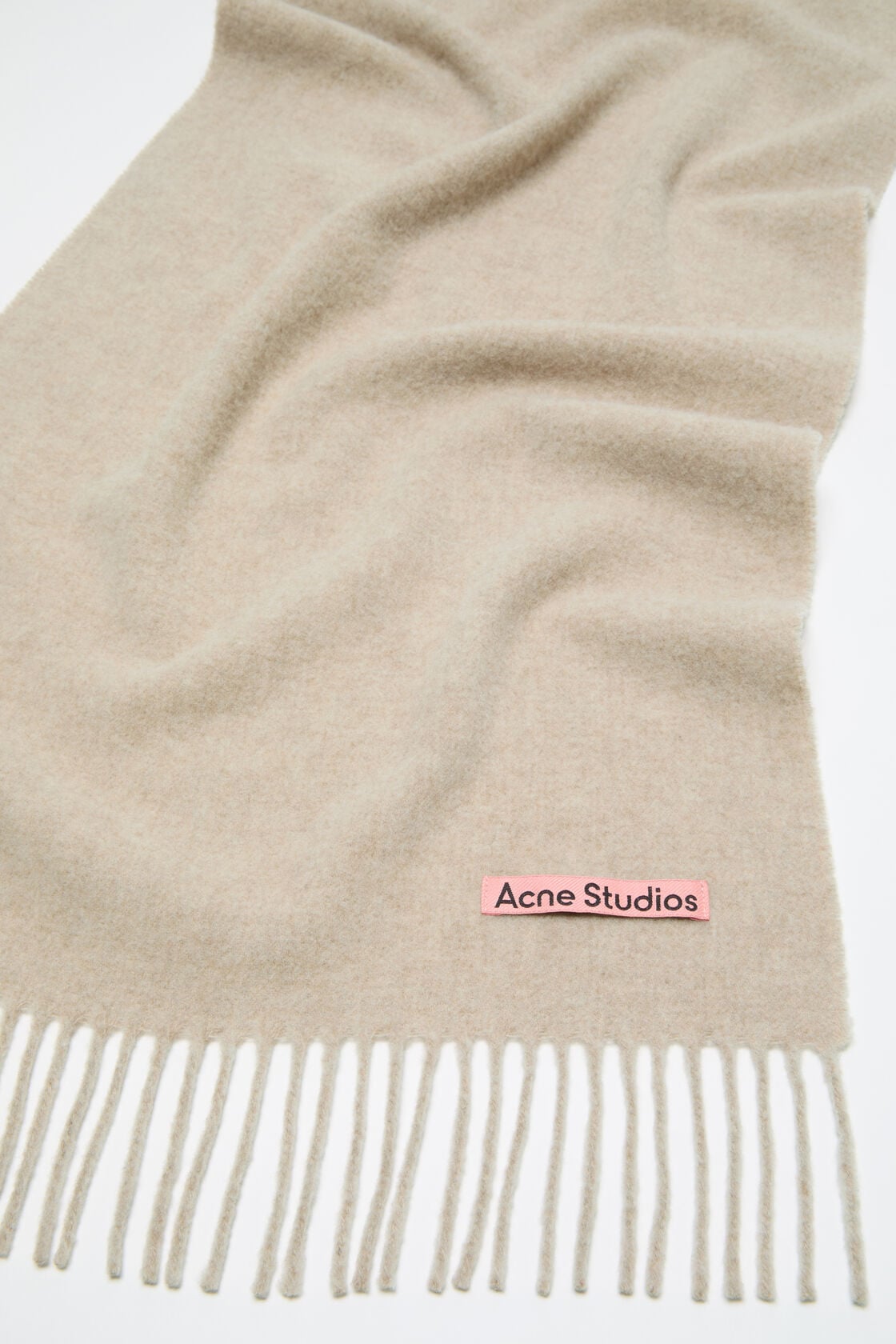 Acne Studios Fringe wool scarf – Narrow - Oatmeal melange