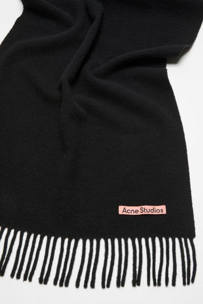 Acne Studios Fringe wool scarf – Narrow - Black