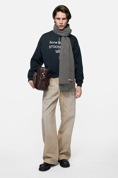 Acne Studios Fringe wool scarf – Narrow - Grey Melange