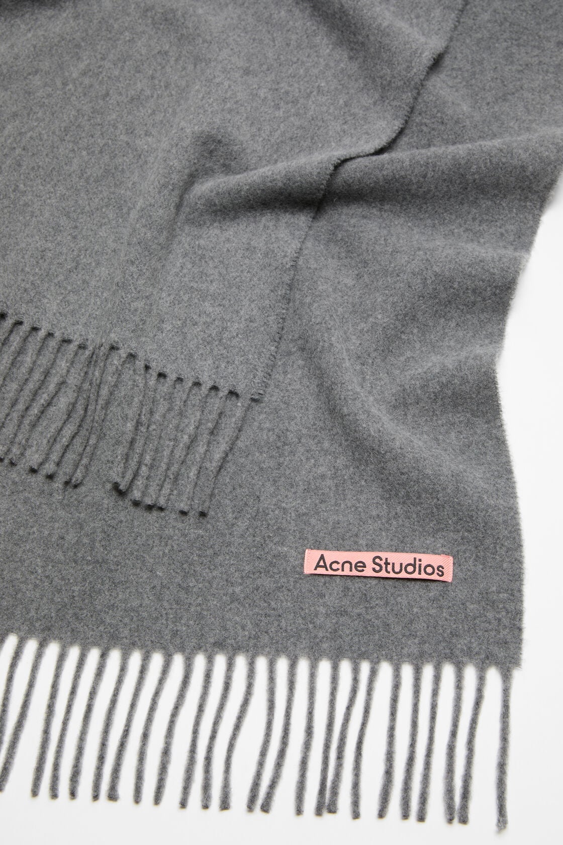 Acne Studios Fringe wool scarf – Narrow - Grey Melange