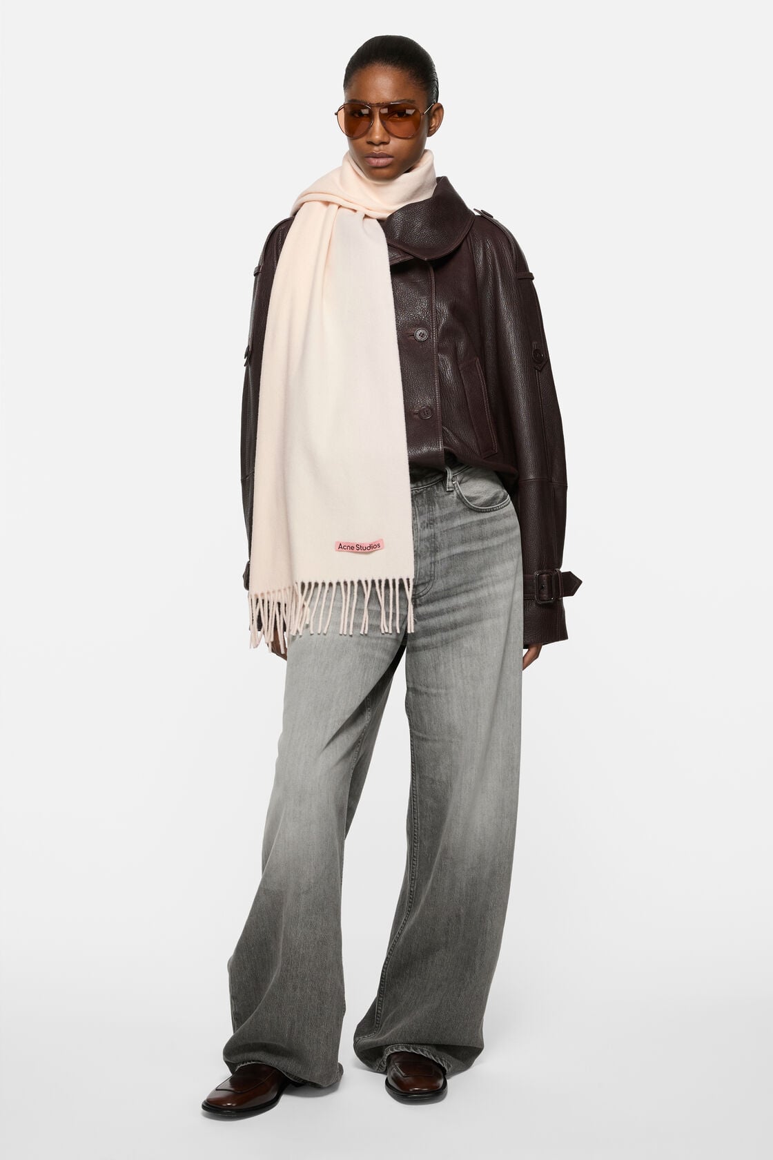 Acne Studios Fringe wool scarf – Narrow - Warm white