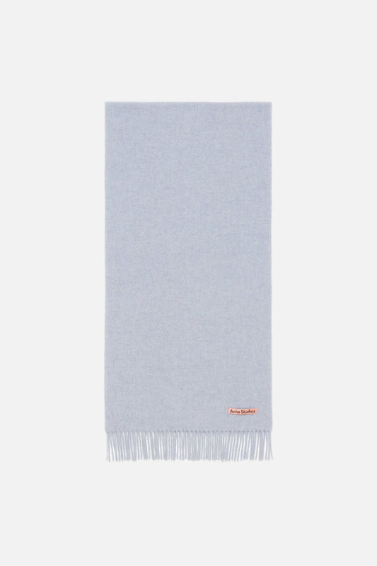 Acne Studios Fringe wool scarf – Narrow - Powder blue mélange