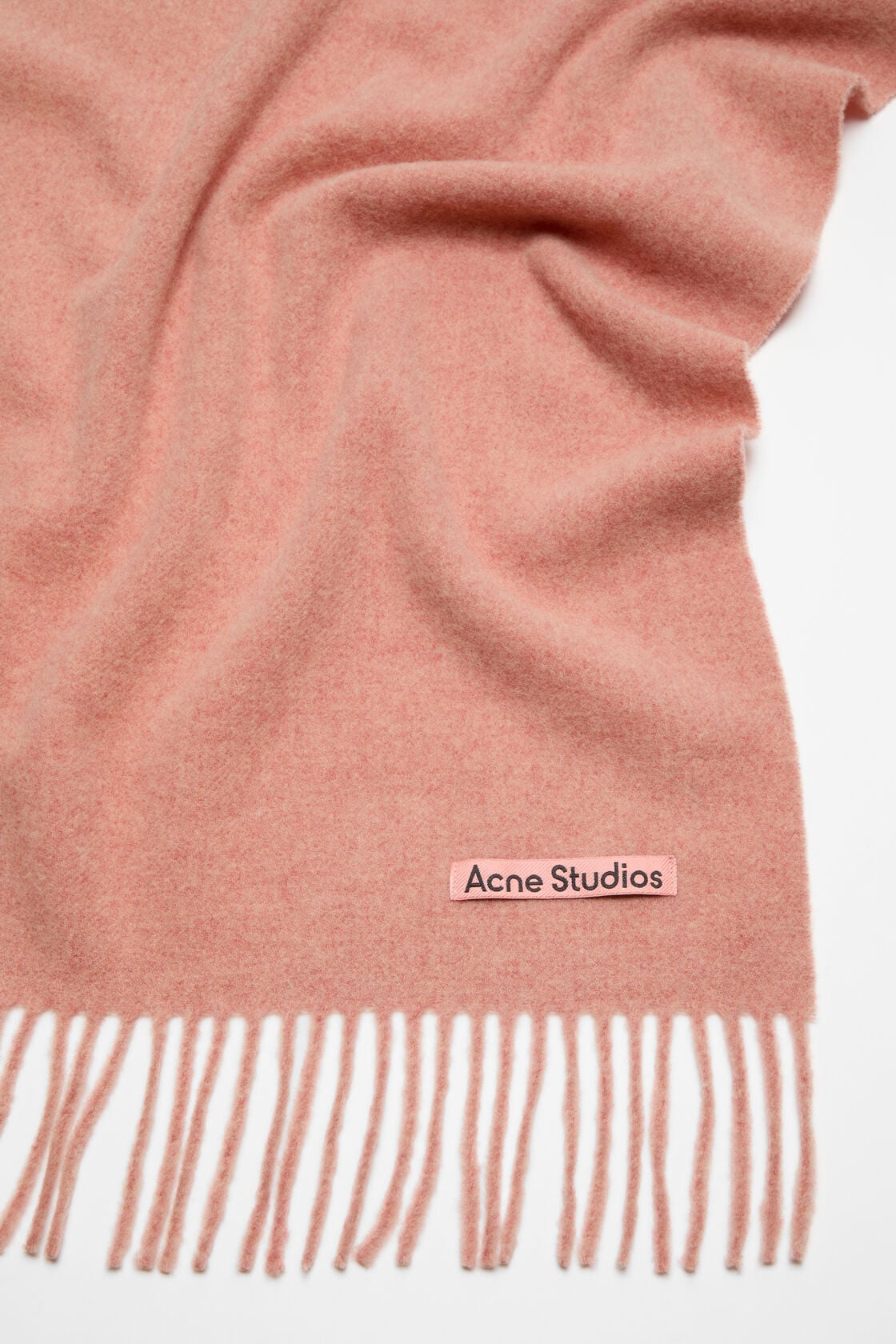 Acne Studios Fringe wool scarf – Narrow - Rose Melange