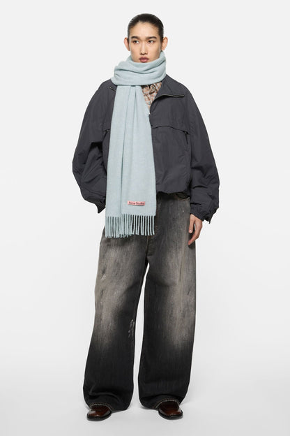 Acne Studios Fringe wool scarf – Narrow - Ice Blue Melange