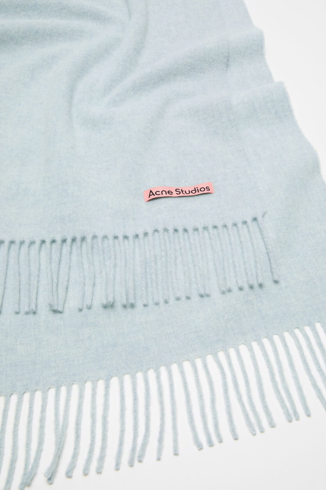 Acne Studios Fringe wool scarf – Narrow - Ice Blue Melange