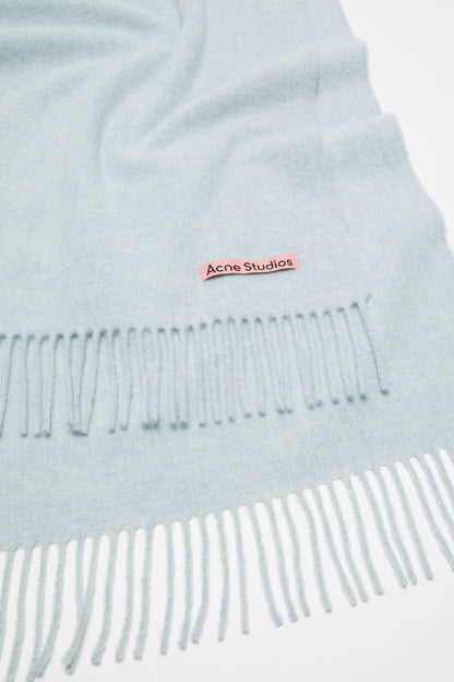 Acne Studios Fringe wool scarf – Narrow - Ice Blue Melange