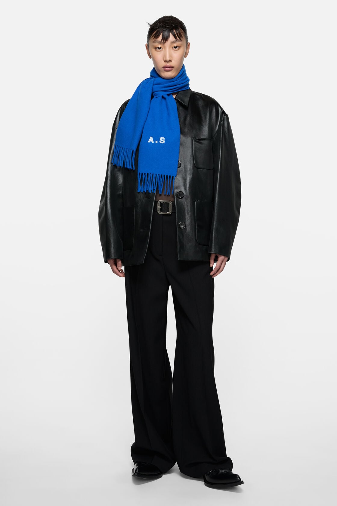 Acne Studios Fringe wool scarf - skinny - Royal blue