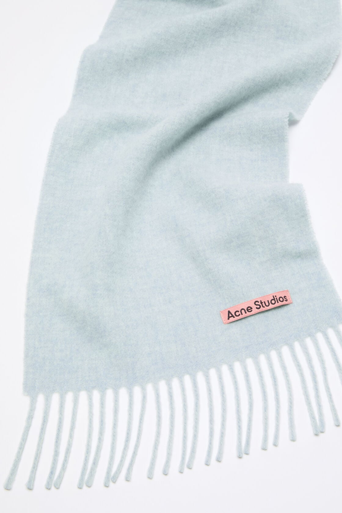 Acne Studios Fringe wool scarf - skinny - Ice Blue Melange