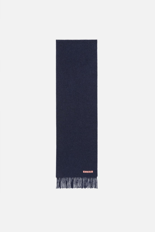 Acne Studios Fringe wool scarf - skinny - Dark Navy Melange
