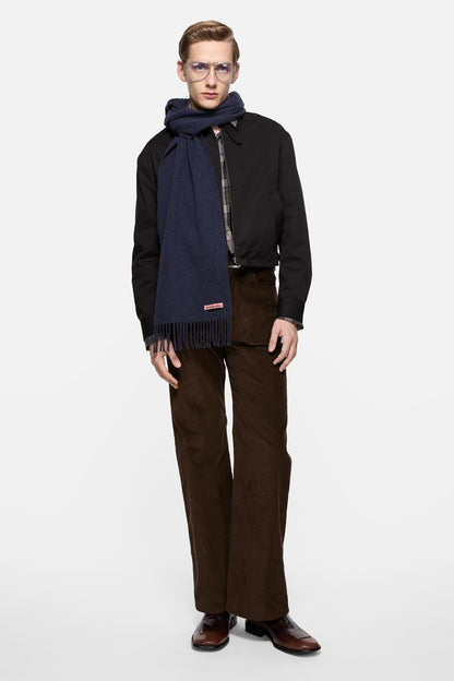 Acne Studios Fringe wool scarf - skinny - Dark Navy Melange