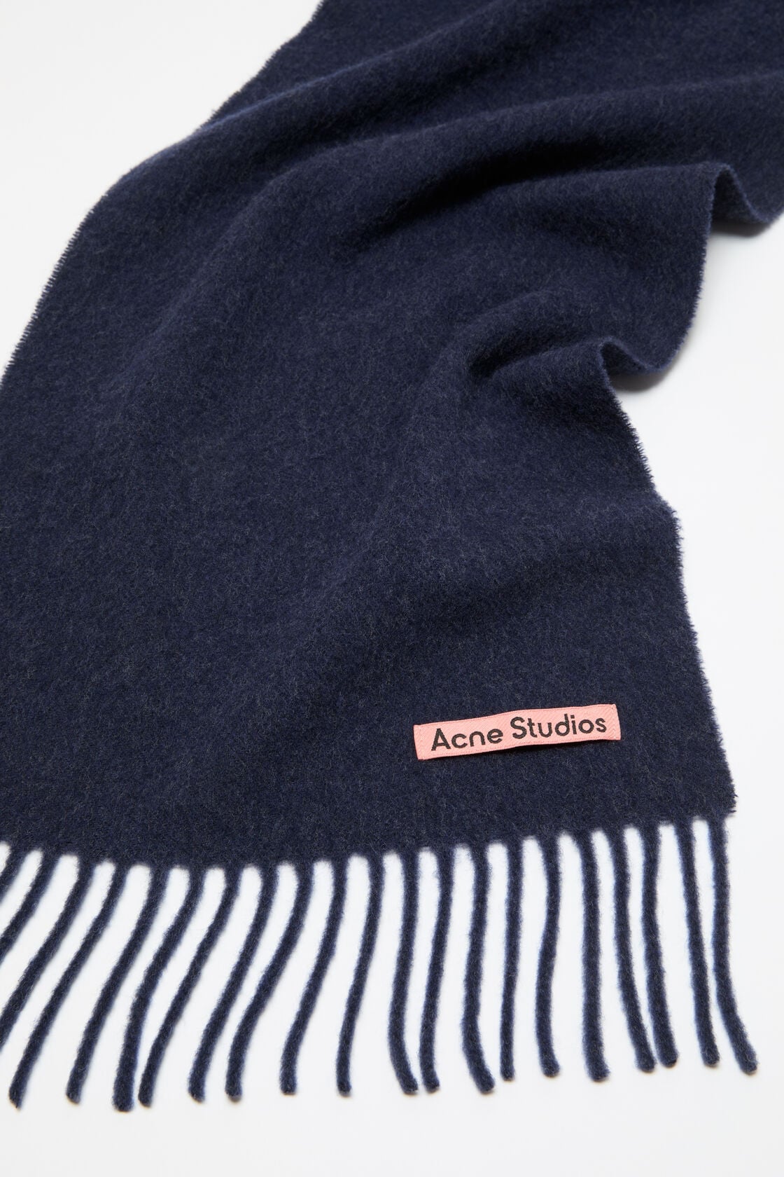 Acne Studios Fringe wool scarf - skinny - Dark Navy Melange
