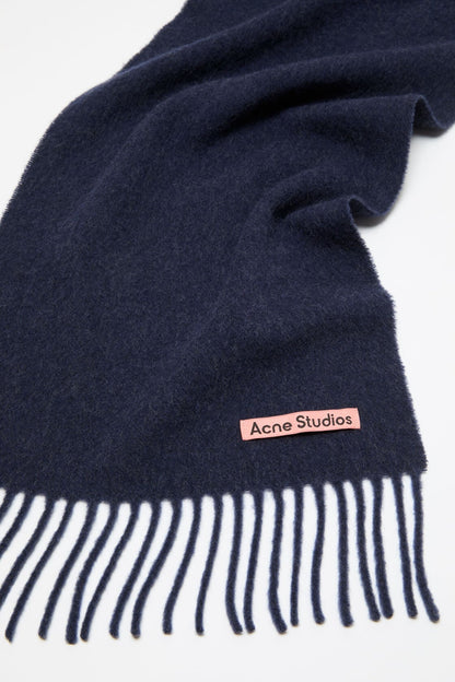 Acne Studios Fringe wool scarf - skinny - Dark Navy Melange