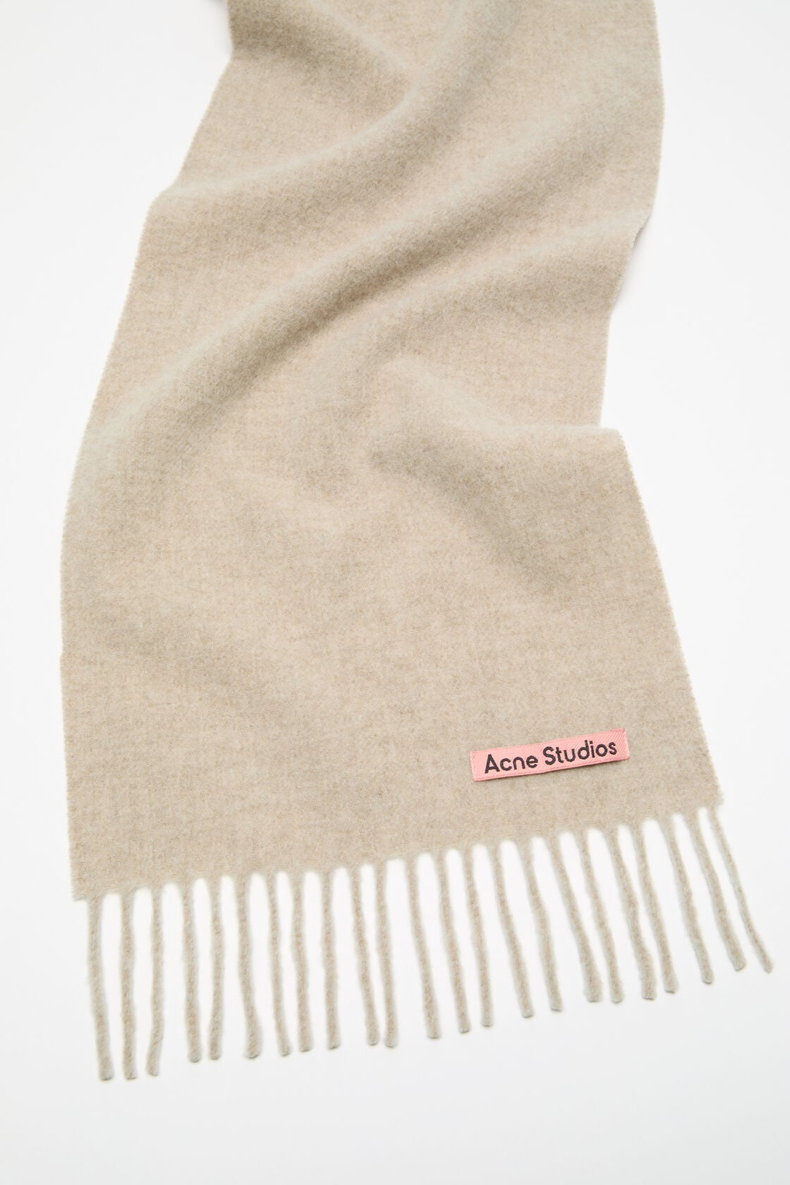 Acne Studios Fringe wool scarf - skinny - Oatmeal melange