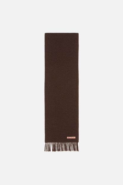 Acne Studios Fringe wool scarf - skinny - Brown melange