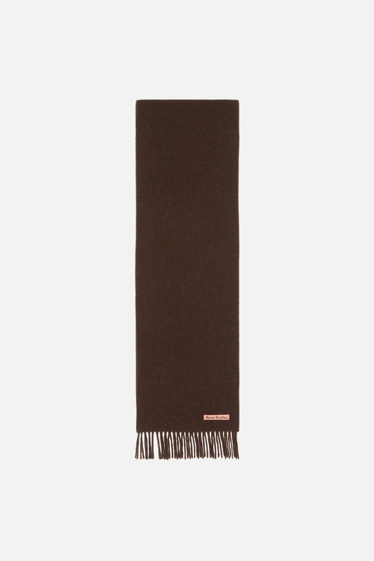 Acne Studios Fringe wool scarf - skinny - Brown melange